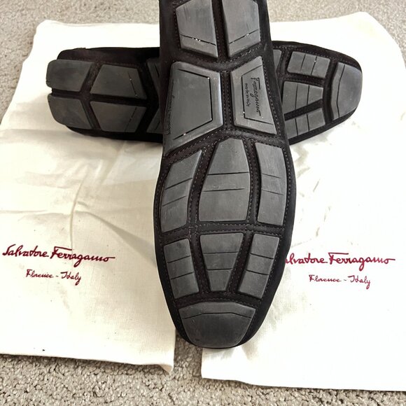 $995 Authentic SALVATORE FERRAGAMO Made in ITALY Brown Suede Loafers Sz.9.5 EE main image 6